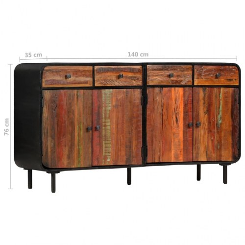 Skænk 140 x 35 x 76 cm massivt genanvendt træ
