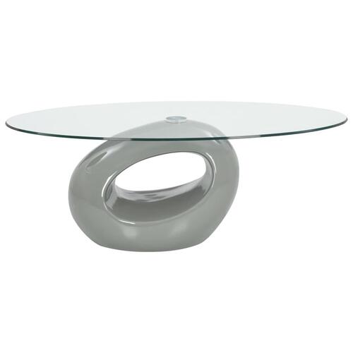 Sofabord med oval glasbordplade højglans grå