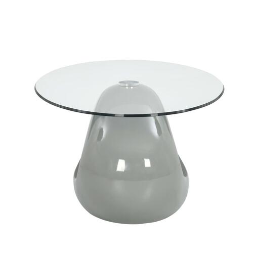 Sofabord med oval glasbordplade højglans grå