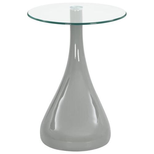 Sofabord med rund glastop grå højglans