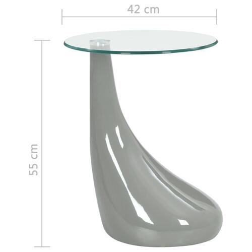 Sofaborde 2 stk. med rund bordplade i glas højglans grå