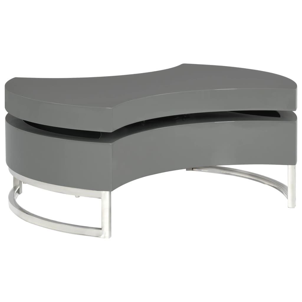 Sofabord justerbar form grå højglans