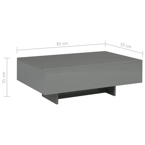 Sofabord 85 x 55 x 31 cm MDF grå højglans