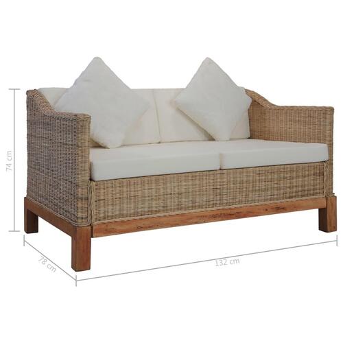 2-personers sofa med hynder naturlig rattan