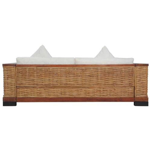 3-personers sofa med hynder naturlig rattan brun