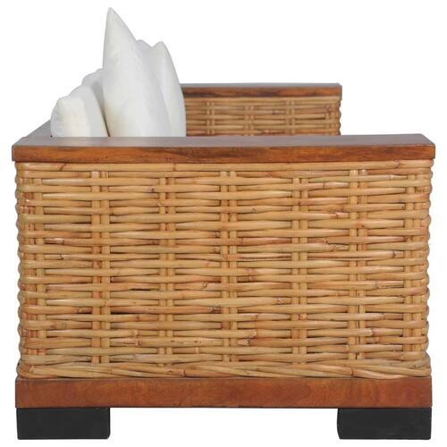 3-personers sofa med hynder naturlig rattan brun