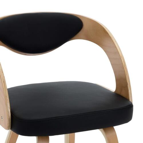 Spisebordsstol 2 stk. bøjet træ og kunstlæder sort