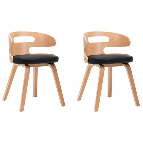 Spisebordsstole 2 stk. bøjet træ og kunstlæder sort
