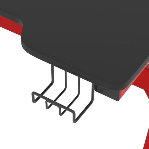 Gamerbord med LED-lys og Z-formede ben 110x60x75 cm sort og rød