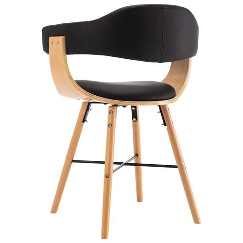 Spisebordsstole 2 stk. kunstlæder og bøjet træ sort