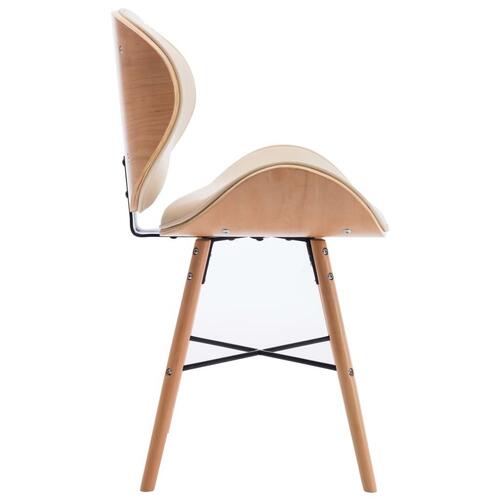 Spisebordsstole 2 stk. kunstlæder og bøjet træ cremefarvet