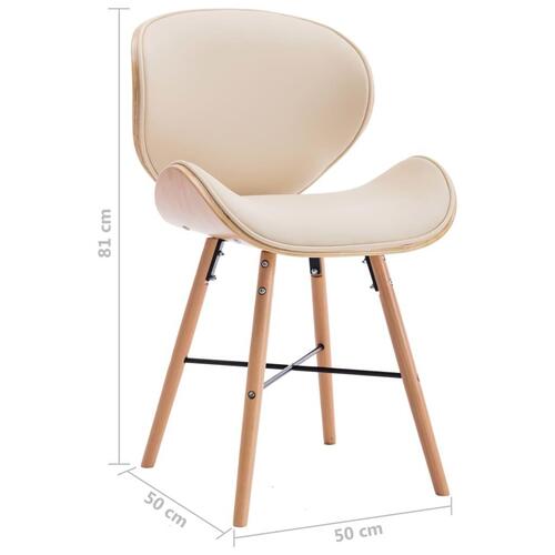 Spisebordsstole 2 stk. kunstlæder og bøjet træ cremefarvet