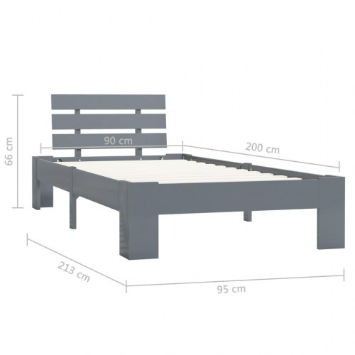 Sengestel i massivt fyrretræ 90 x 200 cm - grå