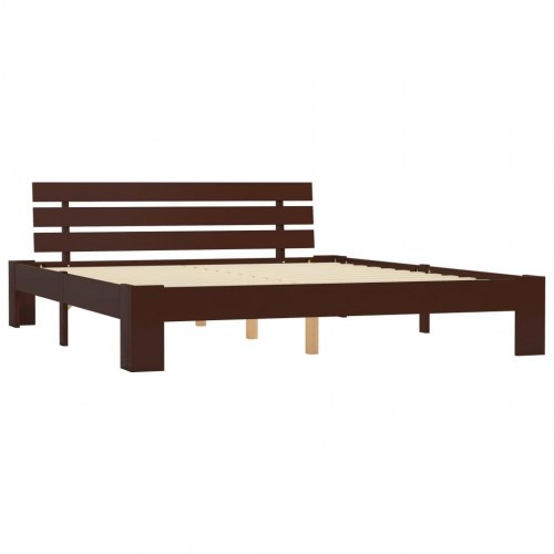 Sengeramme med gavl 180×200 cm - massivt fyrretræ, mørkebrun