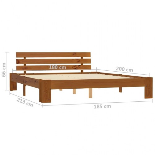 Sengeramme med sengegavl 180x200 cm - massivt fyrretræ, gyldenbrun