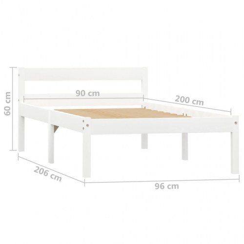 Sengeramme uden madras massivt fyrretræ 90x200 cm hvid