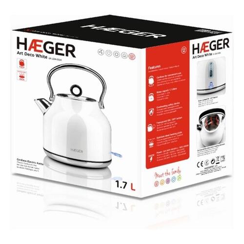 Vandkedel og Elektrisk Tekedel Haeger Localization-B085HR3LP8 1,7 L 2200W Hvid Rustfrit stål 2200 W 1,7 L