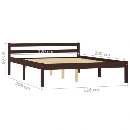 Sengestel 120x200 cm massivt fyrretræ mørkebrun