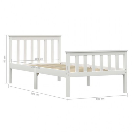 Sengeramme i massivt fyrretræ 100x200 cm - hvid