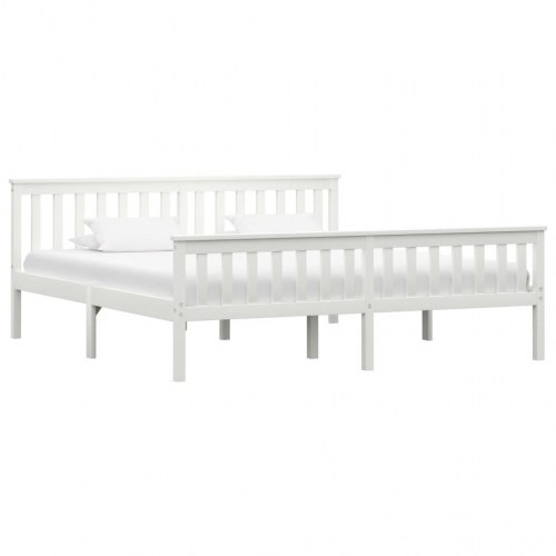 Sengestel massivt fyrretræ 180 x 200 cm hvid