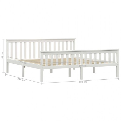 Sengestel massivt fyrretræ 180 x 200 cm hvid