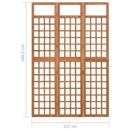 3-panels rumdeler/espalier 121x180,5 cm massivt grantræ