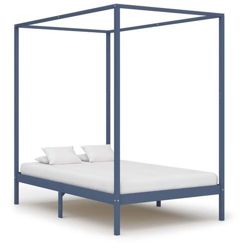 Sengestel til himmelseng 140 x 200 cm massivt fyrretræ grå