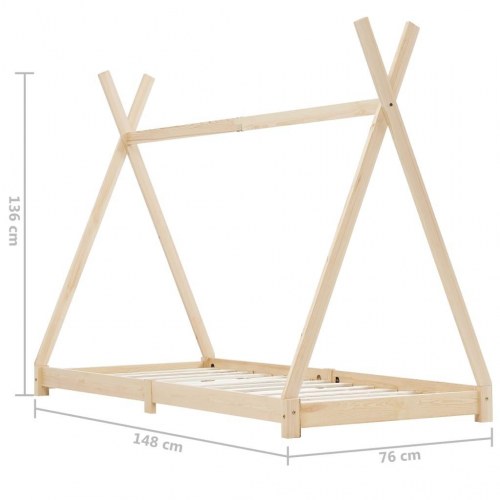 Tipiseng - sengestel til børneseng 70 × 140 cm i massivt fyrretræ