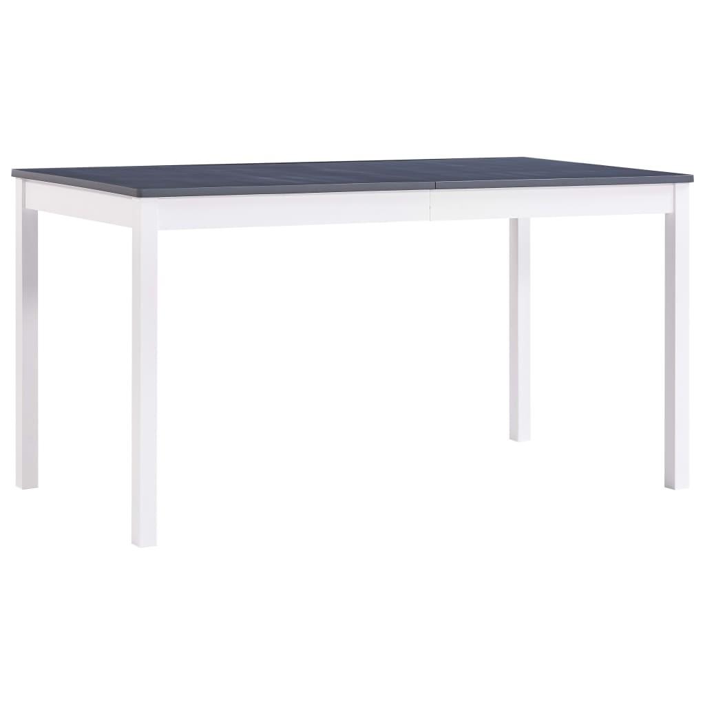 Spisebord 140 x 70 x 73 cm fyrretræ hvid og grå