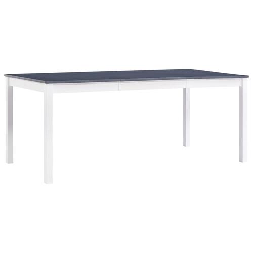 Spisebord 180 x 90 x 73 cm fyrretræ hvid og grå