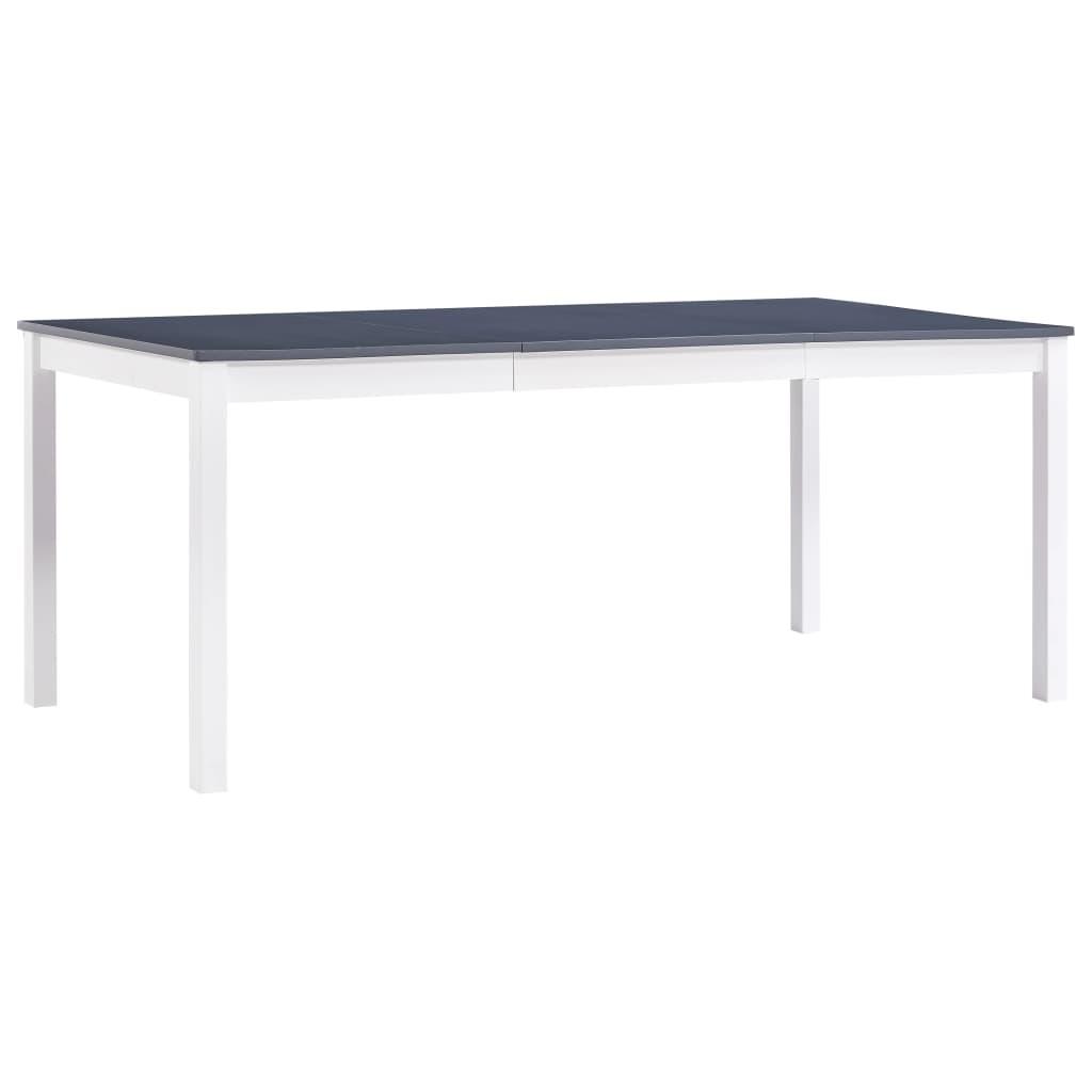 Spisebord 180 x 90 x 73 cm fyrretræ hvid og grå