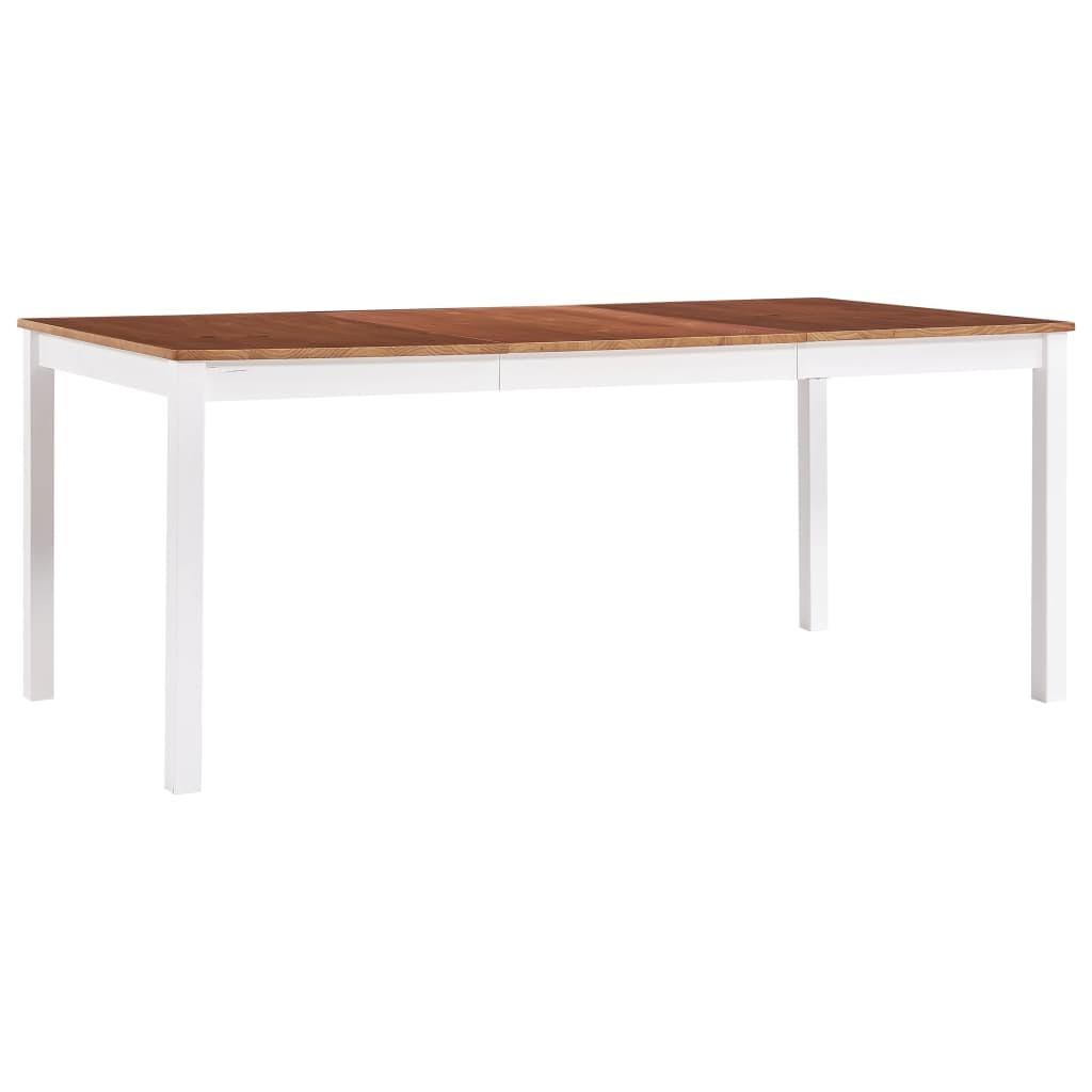 Spisebord 180 x 90 x 73 cm fyrretræ hvid og brun