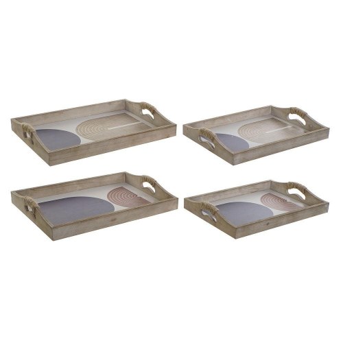Serveringsbakker i træ/MDF, Beige/Blå, 40,6 × 30 × 6 cm (2 stk.)