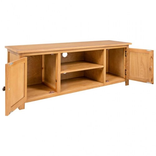 Tv-skab i massivt egetræ 110 × 35 × 44 cm - rustikt tv-bord med opbevaring