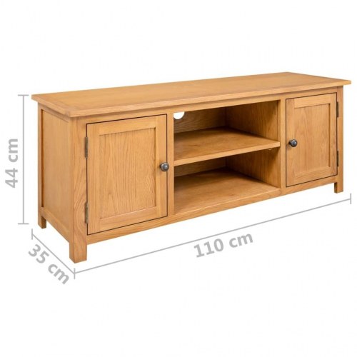 Tv-skab i massivt egetræ 110 × 35 × 44 cm - rustikt tv-bord med opbevaring