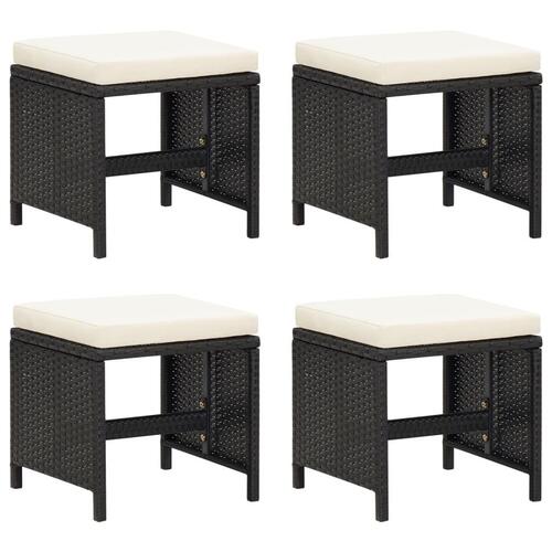 Haveskamler 4 stk. med hynder polyrattan sort