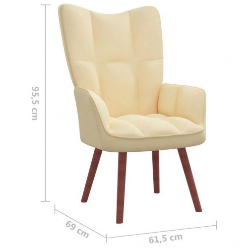 Lænestol fløjl cremehvid