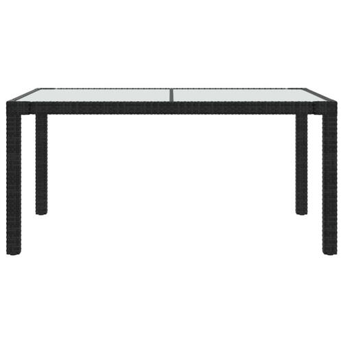 Havebord 150x90x75 cm hærdet glas og polyrattan sort