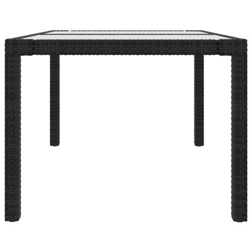 Havebord 150x90x75 cm hærdet glas og polyrattan sort