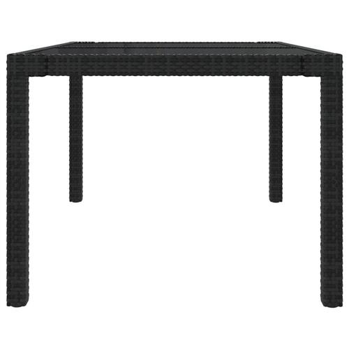 Havebord 150x90x75 cm hærdet glas og polyrattan sort