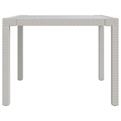 Havebord 90x90x75 cm hærdet glas og polyrattan hvid