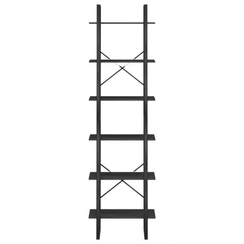 Opbevaringsreol 60x30x210 cm massivt fyrretræ sort