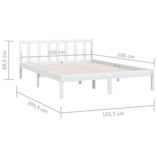 Sengeramme 150x200 cm 5FT King Size massivt fyrretræ hvid