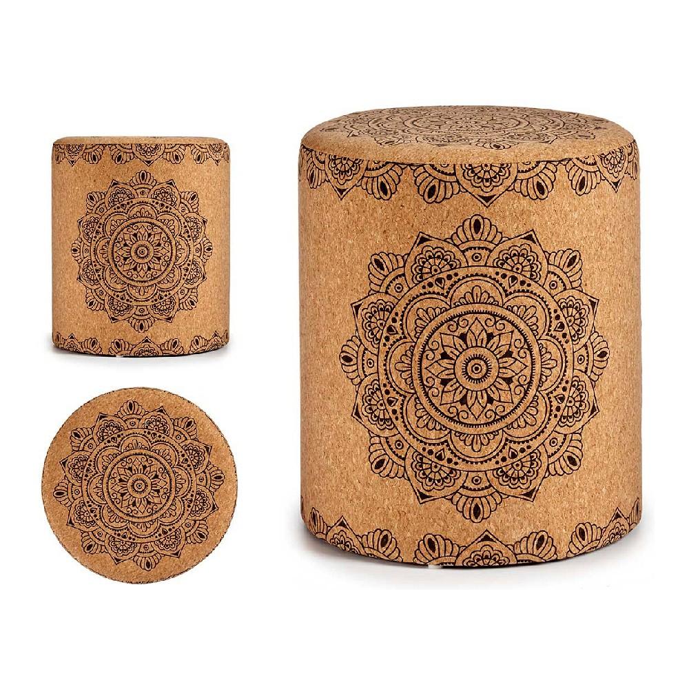 Puf Mandala Brun Mdf Kork 34 X 39 X 34 Cm