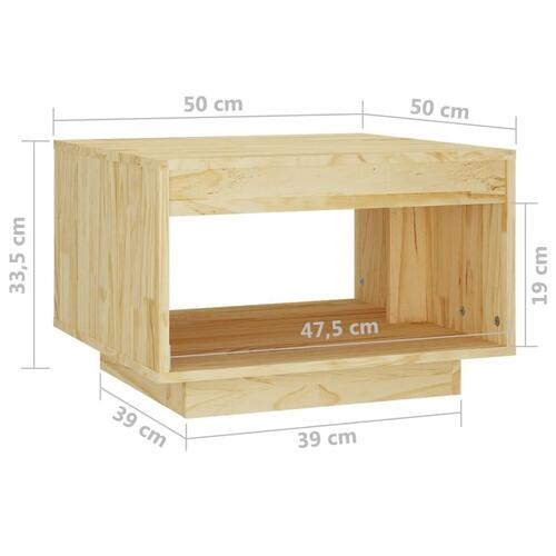 Sofabord 50x50x33,5 cm massivt fyrretræ