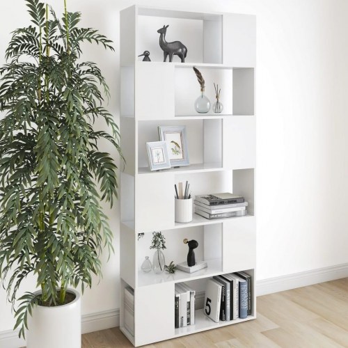 Bogreol/rumdeler - 80 × 24 × 186 cm - konstrueret træ, hvid