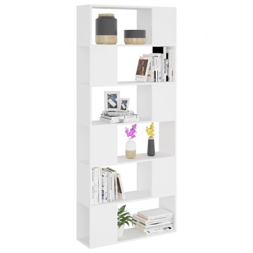 Bogreol/rumdeler - 80 × 24 × 186 cm - konstrueret træ, hvid