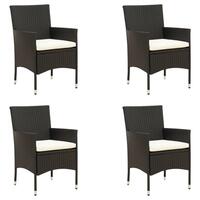Havestole med hynder 4 stk. polyrattan sort