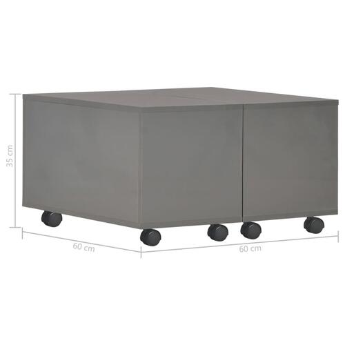 Sofabord 60x60x35 cm spånplade grå højglans