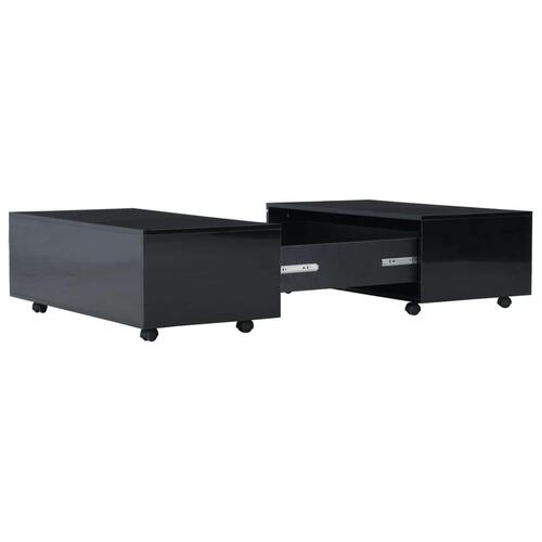 Sofabord 100x100x35 cm sort højglans